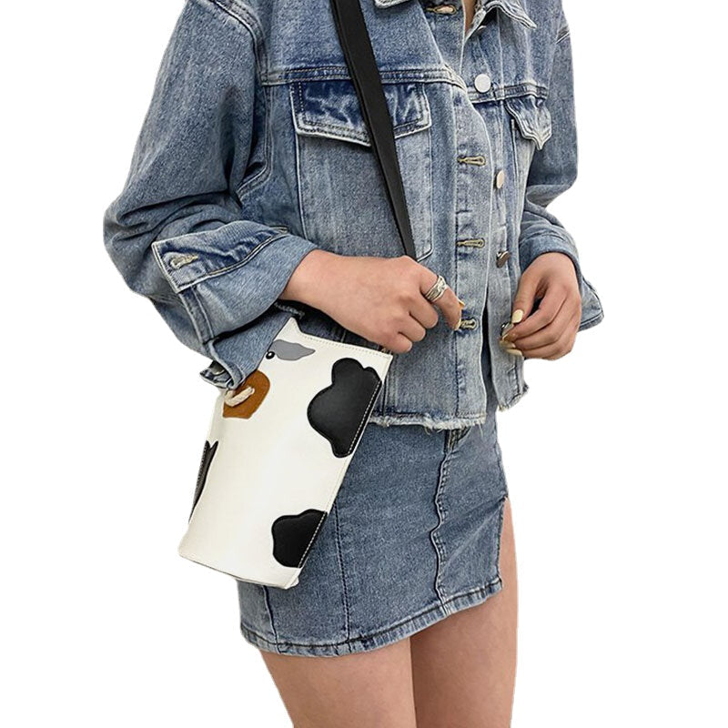 Women PU Leather Cows Pattern Fashion Casual Crossbody Bags Shoulder