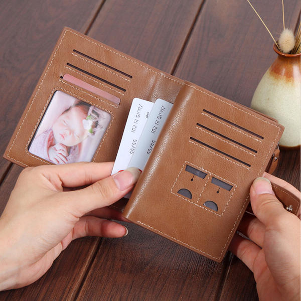 Men Women Faux Leather Retro Personalized Wallet Card Holder Coin Purse