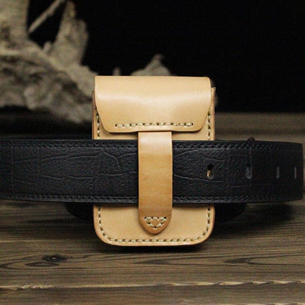 Men's Leather Cigarette Case & Lighter Holder - Casual Style