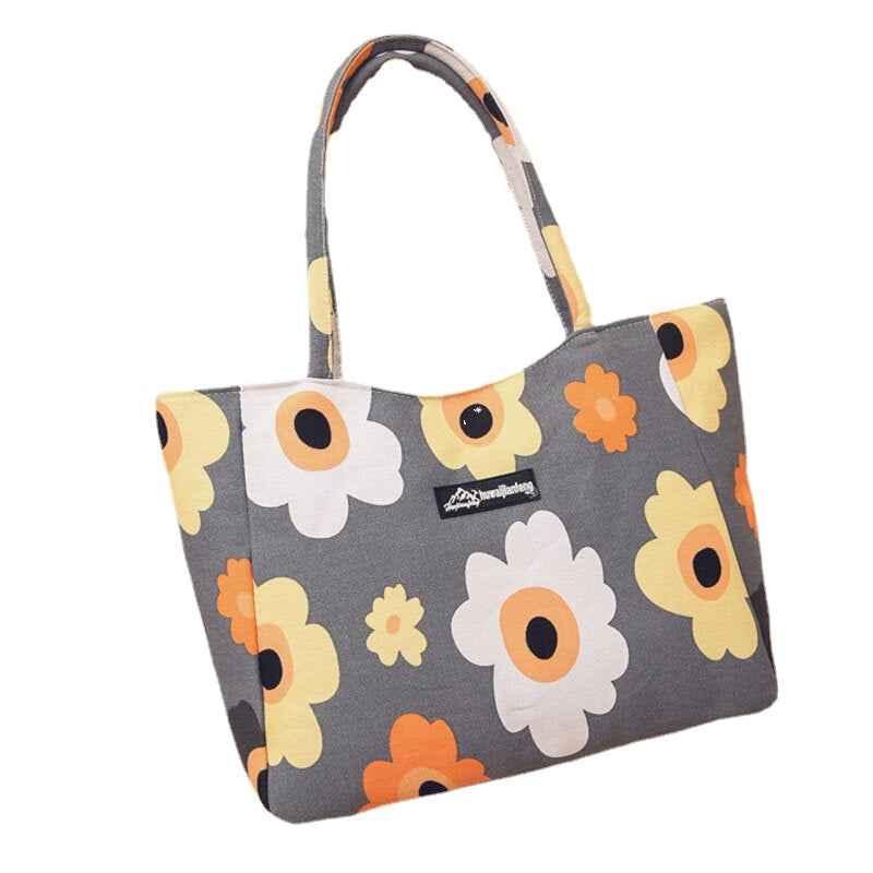 Women Large Capacity Waterproof Flower Stripe Handbag Tote