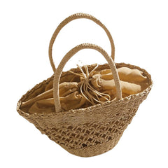 Women Straw Hollow Retro Handmade Paper String Cylindrical Bag Beach Handbag