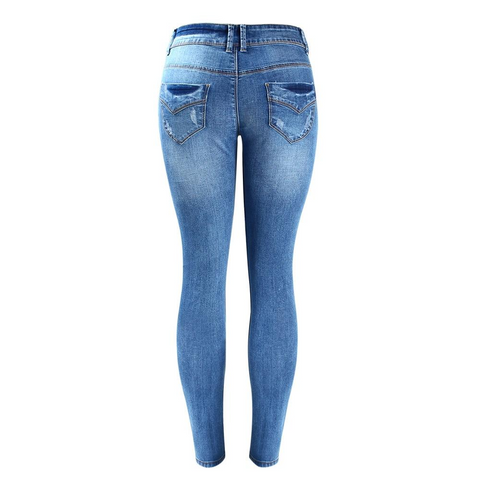 Basic Chic Style Fading Stretch Skinny Ture Denim Jeans - Sheseelady
