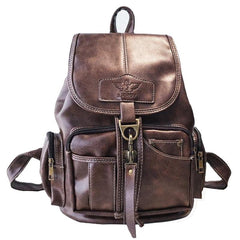 Vintage Multifunctional Female Leather Backpack