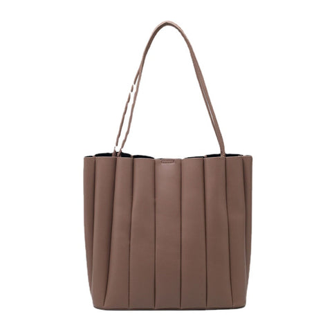 2 Pcs Women PU Leather Stripe Small Square Bag Large Capacity Ruched Handbag Shoulder
