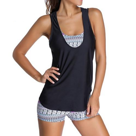 Stylish Leisure Women's Push Up Swimsuit With Backless Vest