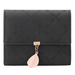 Women Artificial Leather Solid Color Leaves Embossing Wallet Multi-card Slot Coin Storage