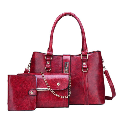 3 PCS Women Casual Large Capacity Vintage Multifunction Handbag Crossbody Bag
