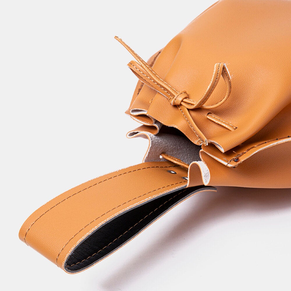 Men's Vintage Leather Punk Waist Bag - Large Capacity, Drawstring Closure