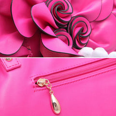 Women Elegant Handbag Rose Floral Fashion Cosmetic Bag