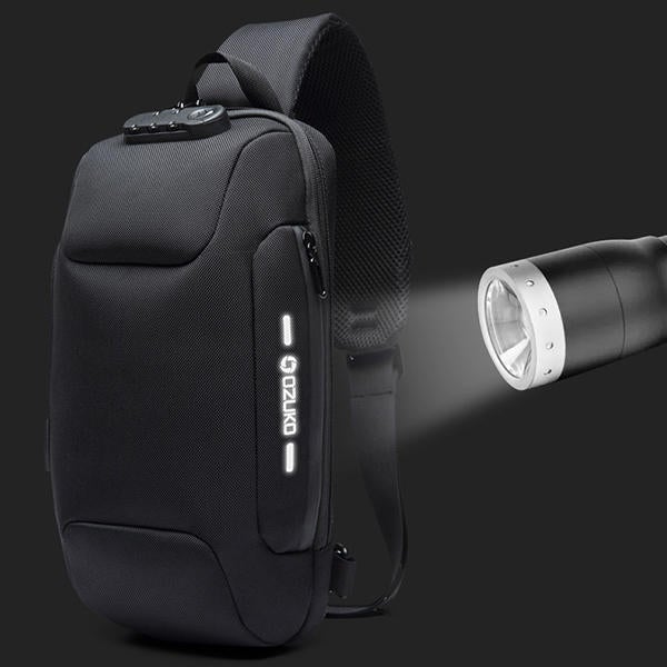 Men's Waterproof Anti-Theft USB Chest Bag - Large Capacity, Multifunctional Outdoor Use