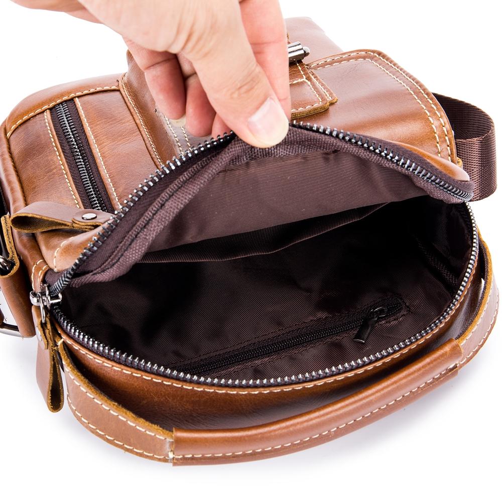 Men's Classic Leather Crossbody Bag - Casual Business Shoulder Handbag