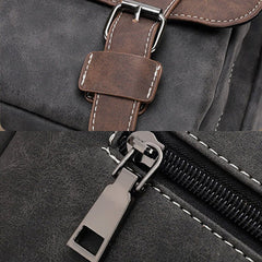 Men's Vintage PU Leather Waterproof Crossbody Shoulder Bag - Large Capacity