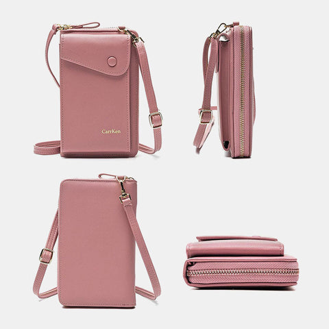 Women Artificial Leather Stylish Brief Interior Compartment Crossbody Bag Portable Cell Phone