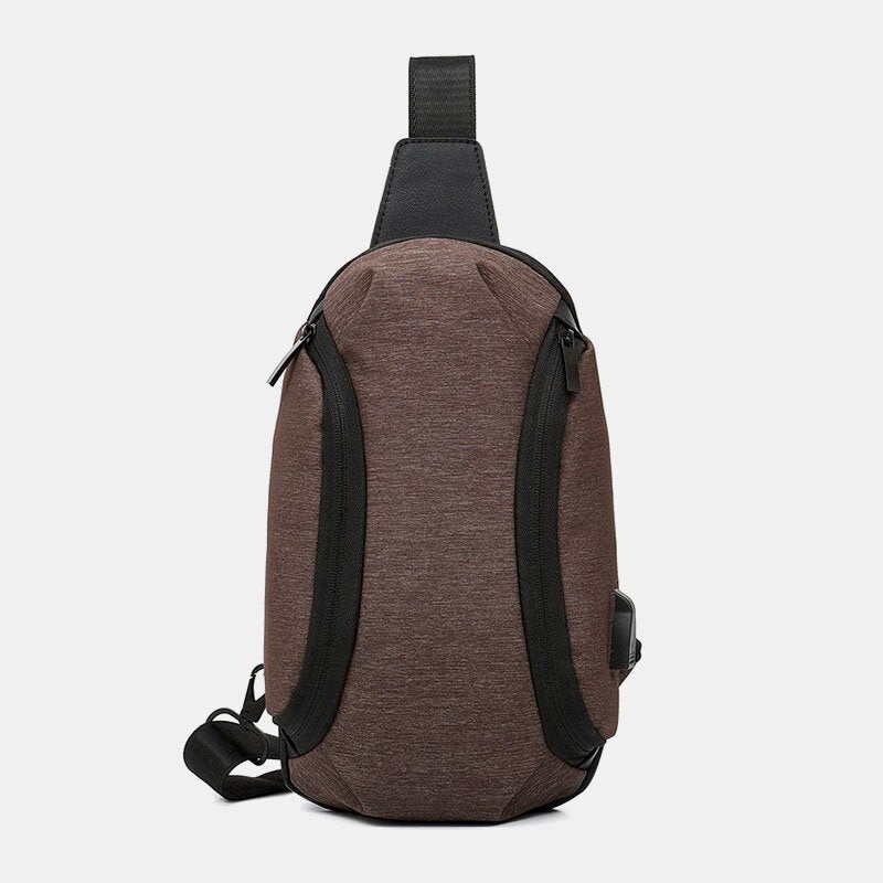 Men's Waterproof Anti-theft USB Charging Crossbody Bag with Large Capacity