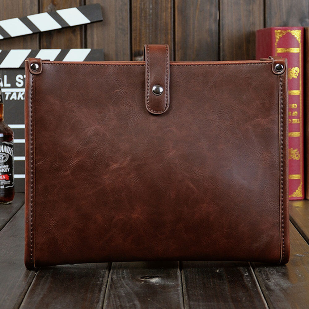 Men's Vintage Faux Leather Crossbody Bag - Large Capacity Shoulder Bag