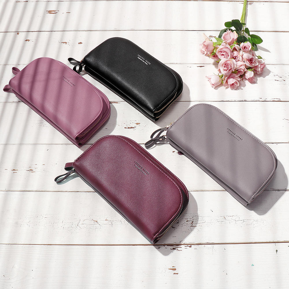 Women Solid 8 Card Slot Bag Multi-slot Phone Leisure Crossbody