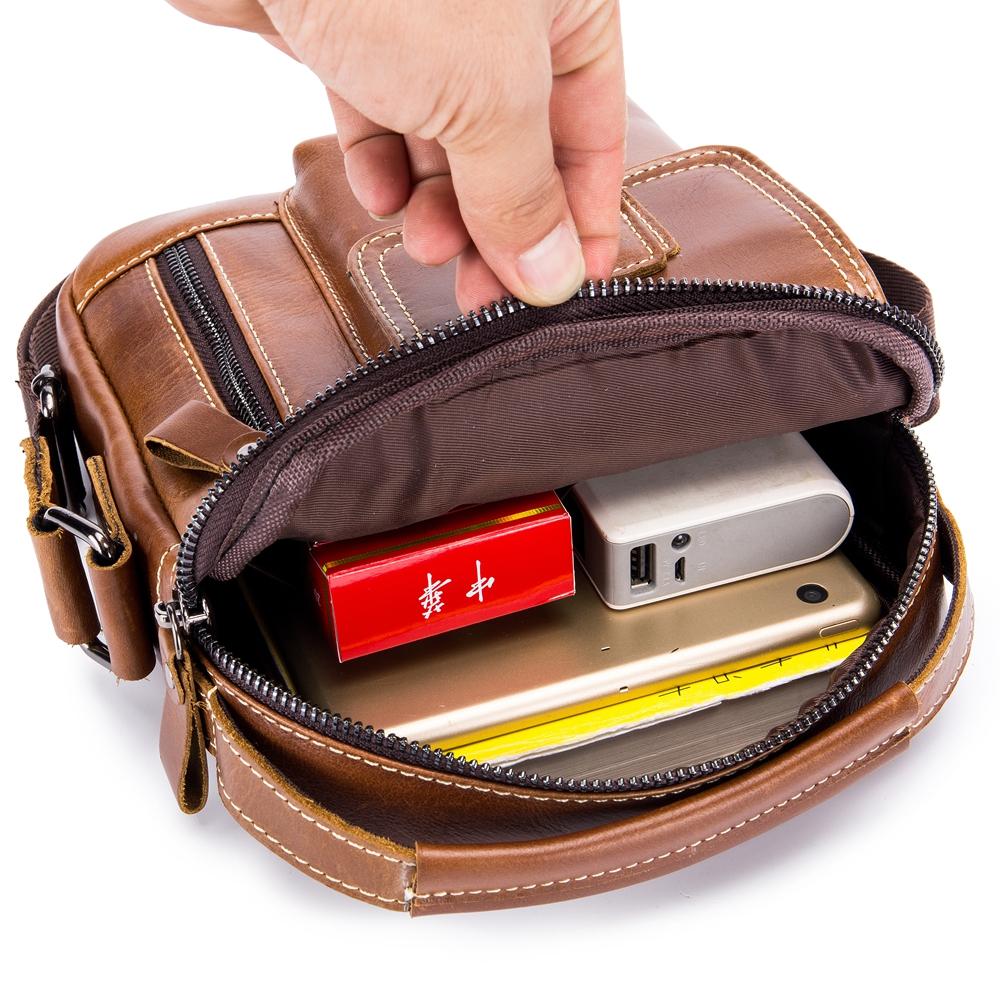 Men's Classic Leather Crossbody Bag - Casual Business Shoulder Handbag