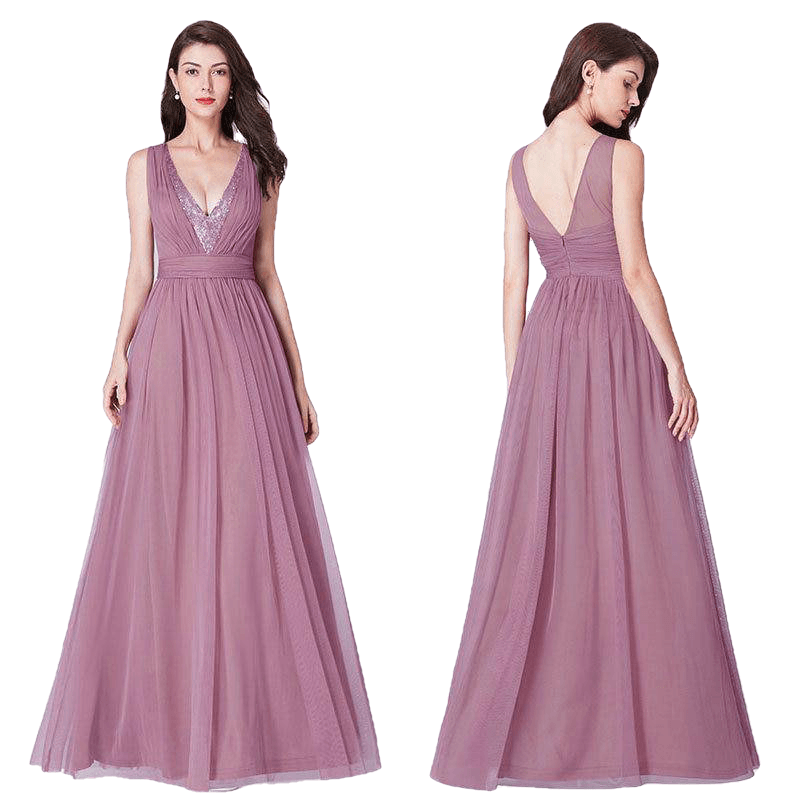 Elegant A Line V Neck Tulle Wedding Party Gowns - Sheseelady