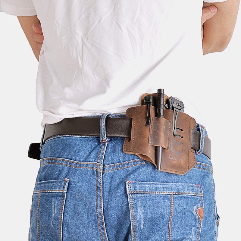 Men's Leather EDC Belt Loop Multitool Sheath Bag