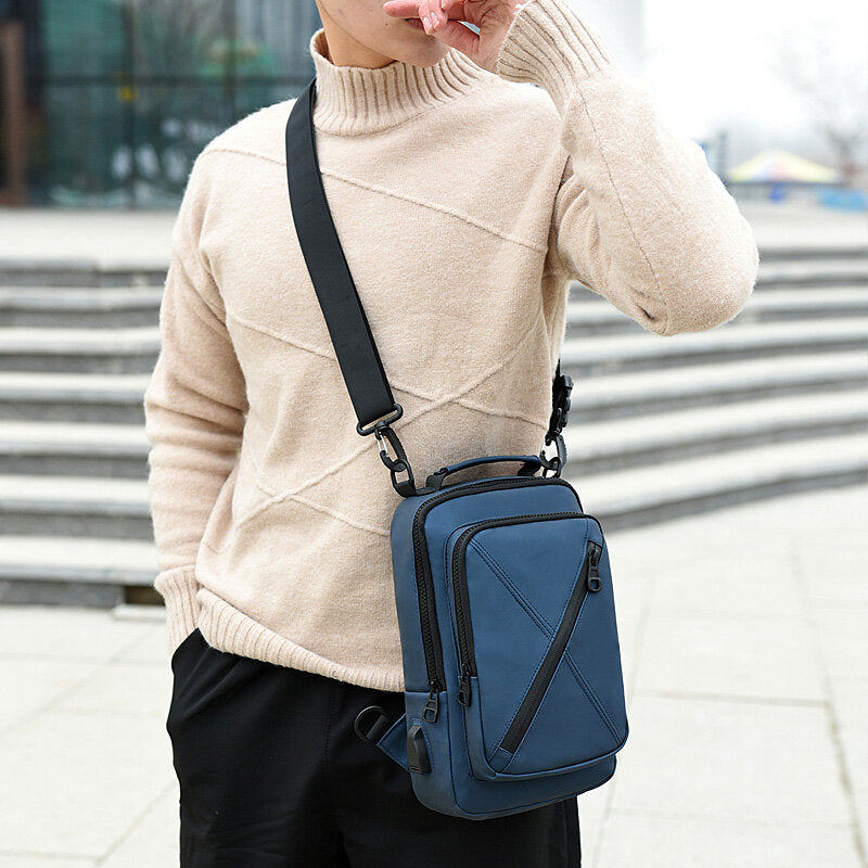 Men Polyester Multi-carry Medium Capacity With USB Charging Chest Bag Shoulder Bag