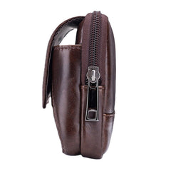 Vintage Genuine Leather 6.4" Phone Waist Bag for Business