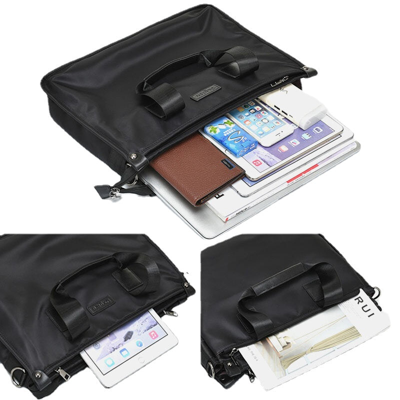 Men Nylon Waterproof 14 Inch Laptop Bag Multi-Layers Briefcases Handbag Crossbody Bag