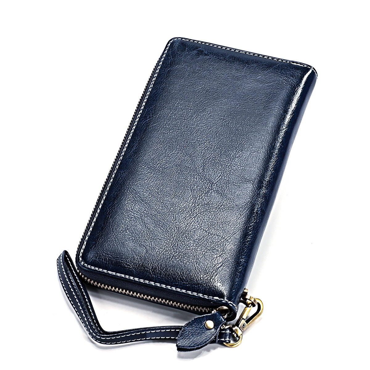 Women Rfid Antimagnetic Genuine Leather Zipper Wallet Multi-layer Card Holder Phone Bag Purse