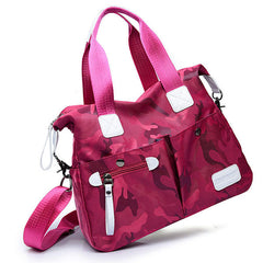 Women Nylon Camouflage Tote Handbags Front Pockets Shoulder Bags Crossbody