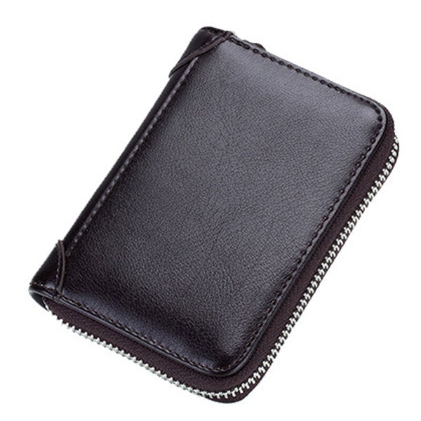 RFID Leather Card Holder Wallet for Men & Women - Large Capacity, Casual Zipper Design