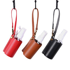 Women Faux Leather Casual Portable Solid Color Disinfectant Keychain Pendant Bag Accessory