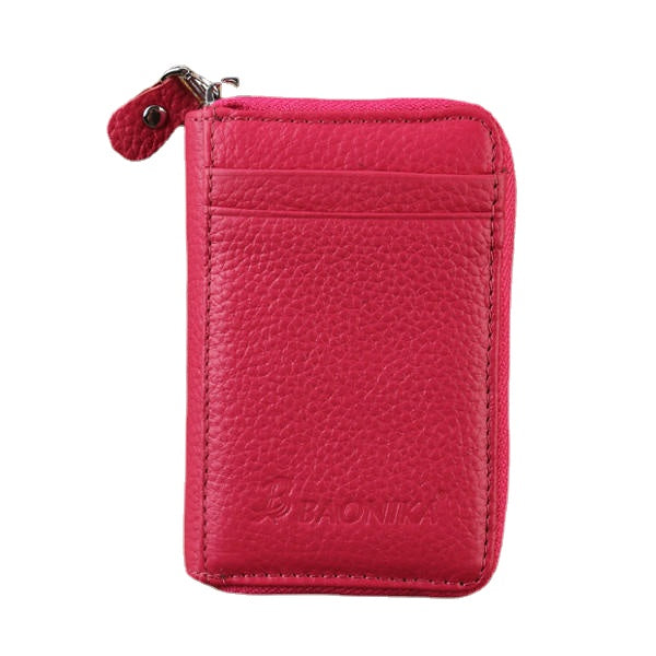 Genuine Leather Zipper 19 Card Holder Women Portable Short Purse Coin Bags