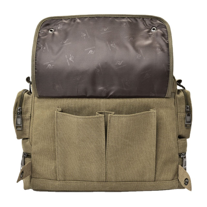 Men's Canvas Multi-pocket 13.3" Laptop Crossbody Shoulder Bag Briefcase