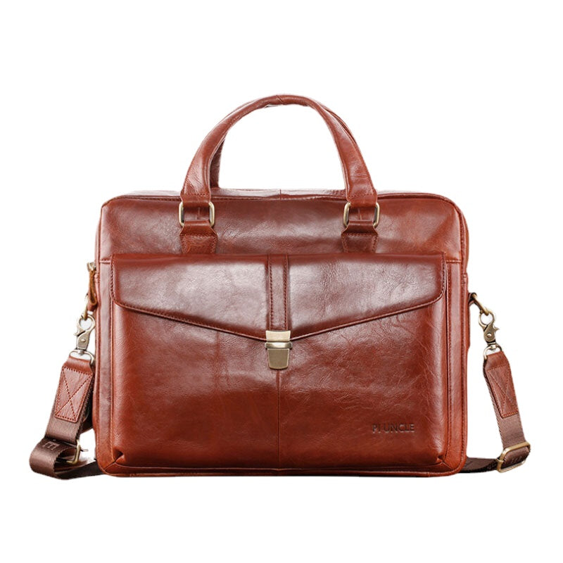 Men's Genuine Leather Multi-Function Retro Large Capacity Shoulder & Crossbody Bag