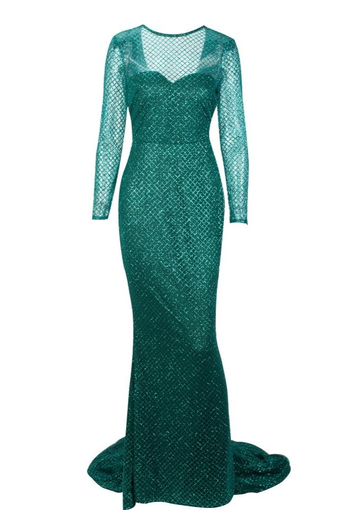 Love&Lemonade . White Flash Lattice Beads Slim  Long Dress  TB 10036 Autumn/Winter