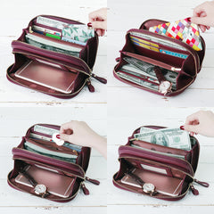 Women Solid 8 Card Slot Bag Multi-slot Phone Leisure Crossbody