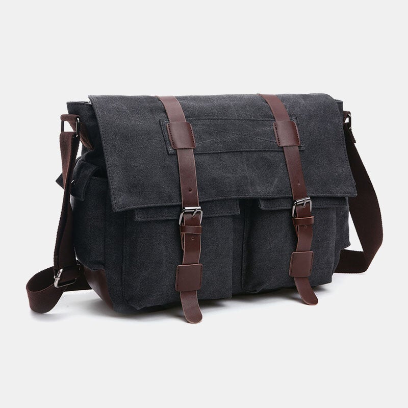 Men's Anti-theft Canvas Crossbody Bag, Large Capacity, Fits 6.3" Phone, Casual Shoulder Bag