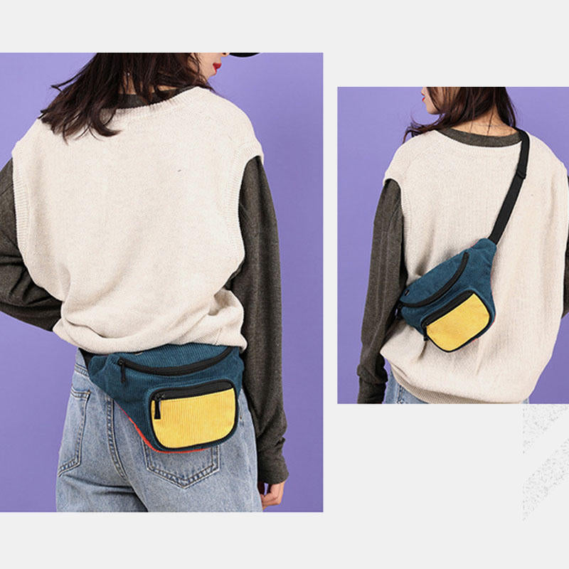 Women Men Fashion Multi-Color Waist Bag Shoulder Chest Crossbody With Headphone Port