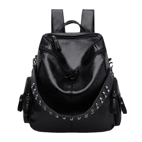 Women Vintage Multi-Pockets Wearable Breathable Backpack Exquisite Hardware Decor Detachable Shoulder Strap Bag