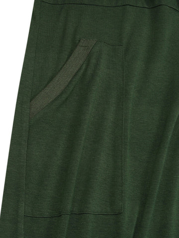 Women V-Neck Long Sleeve Daily Solid Color Harem Jumpsuit With Pocket