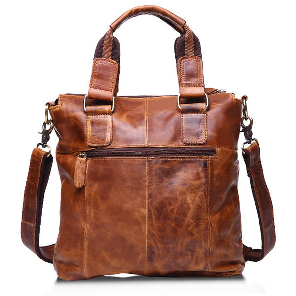 Retro Mens Bag Fashion Business Handbag Durable Real Leather Shoulder Bag