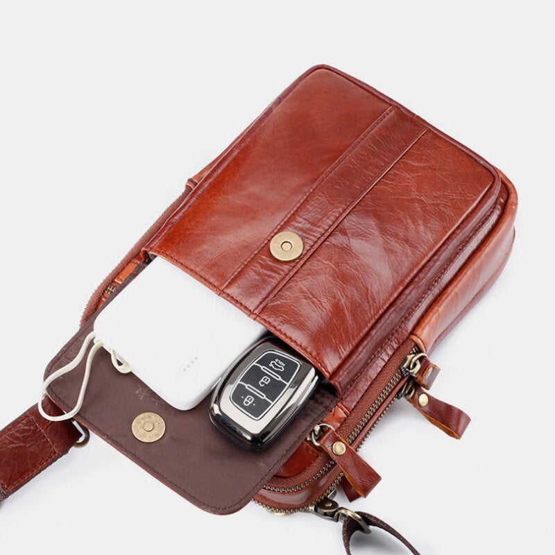 Men's Genuine Leather Retro Business Chest & Shoulder Crossbody Bag