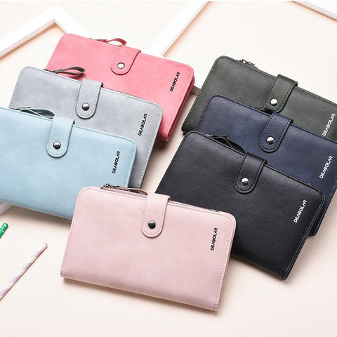 Women Faux Leather Touch Screen Phone Purse 8 Card Slot Multi-function Wallet