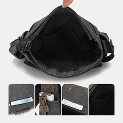 Men's PU Leather Crossbody Bag - Large Capacity, Multi-Pocket, Casual Fashion Messenger Handbag
