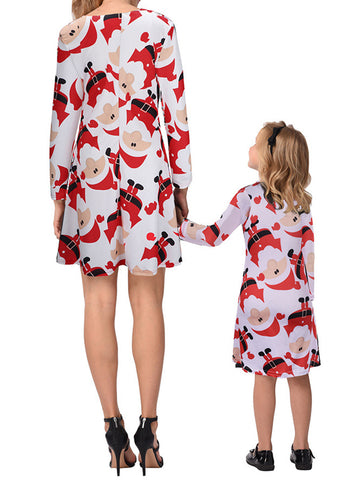 Women Christmas Snowman Print Parent-child Dress