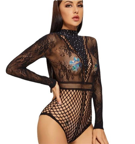 Mesh Ultra-thin Hollow Women's Sexy Bodysuit