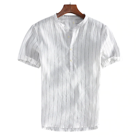High Quality Cotton Linen Breathable Soft Striped Dress Shirt
