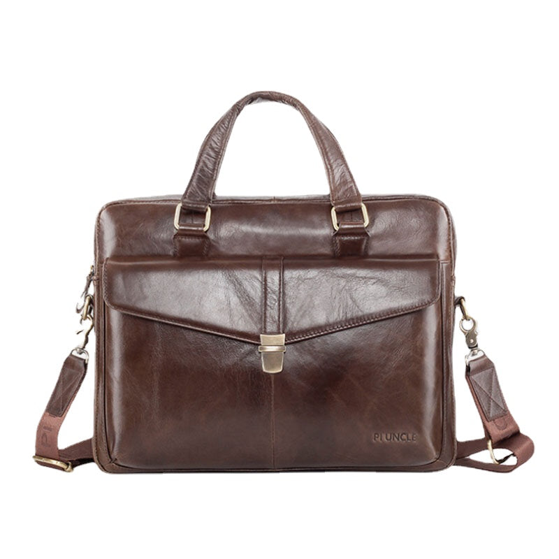 Men's Genuine Leather Multi-Function Retro Large Capacity Shoulder & Crossbody Bag