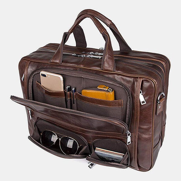 Men's Waterproof 15.6" Laptop Briefcase - Multi-pocket Business Handbag & Crossbody Bag