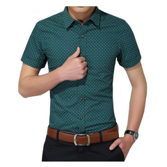 Camisa social masculina de bolinhas casual