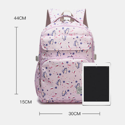 Women Waterproof Large Capacity Print Nylon Casual Backpack